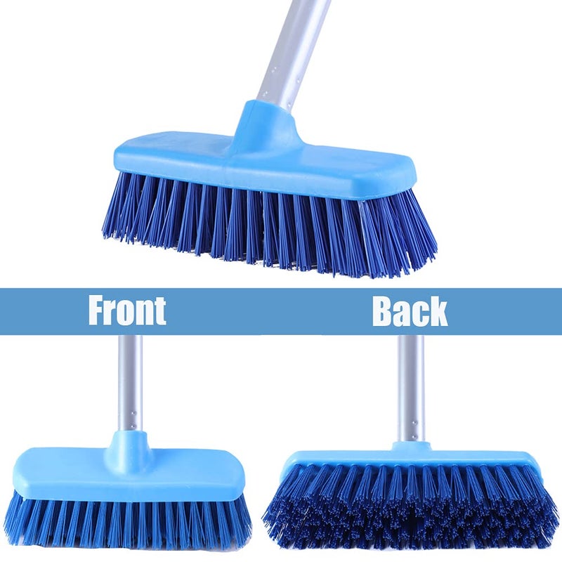 YONILL Deck Brush with Long Handle - Floor Scrub Brushes for Cleaning Shower, Stiff Bristle Scrubbing Brush, 50" Floor Scrubber Brush for Bathroom, Bathtub, Tub, Tile Floors, Garage and Patio - Image 2